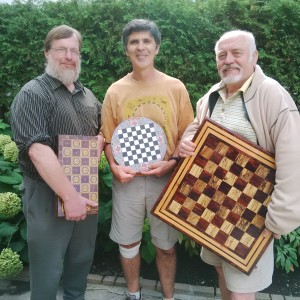 Everyone has their own game board. L to R: John Heney (editor), Paul LeMay (co-author), and Hifzija Bajramovic (co-author) in Ottawa, Oct. 2014 