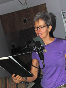Suzanne Fidler doing Book trailer voice over at Peter Bromley's Peru Blue Sky home studio in Vancouver. September 2015. 